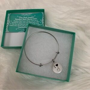 Cute Stuff Jewelry Stainless Silver I Love Bowling Bangle Bracelet